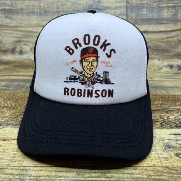 Brooks Robinson Mens Trucker Hat Black Snapback Baltimore Orioles Camden Yards - Picture 2 of 8